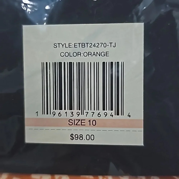 Ellen Tracy Orange Print key hole High Neck Over-The-Shoulder One Piece Swimsuit - Picture 12 of 15